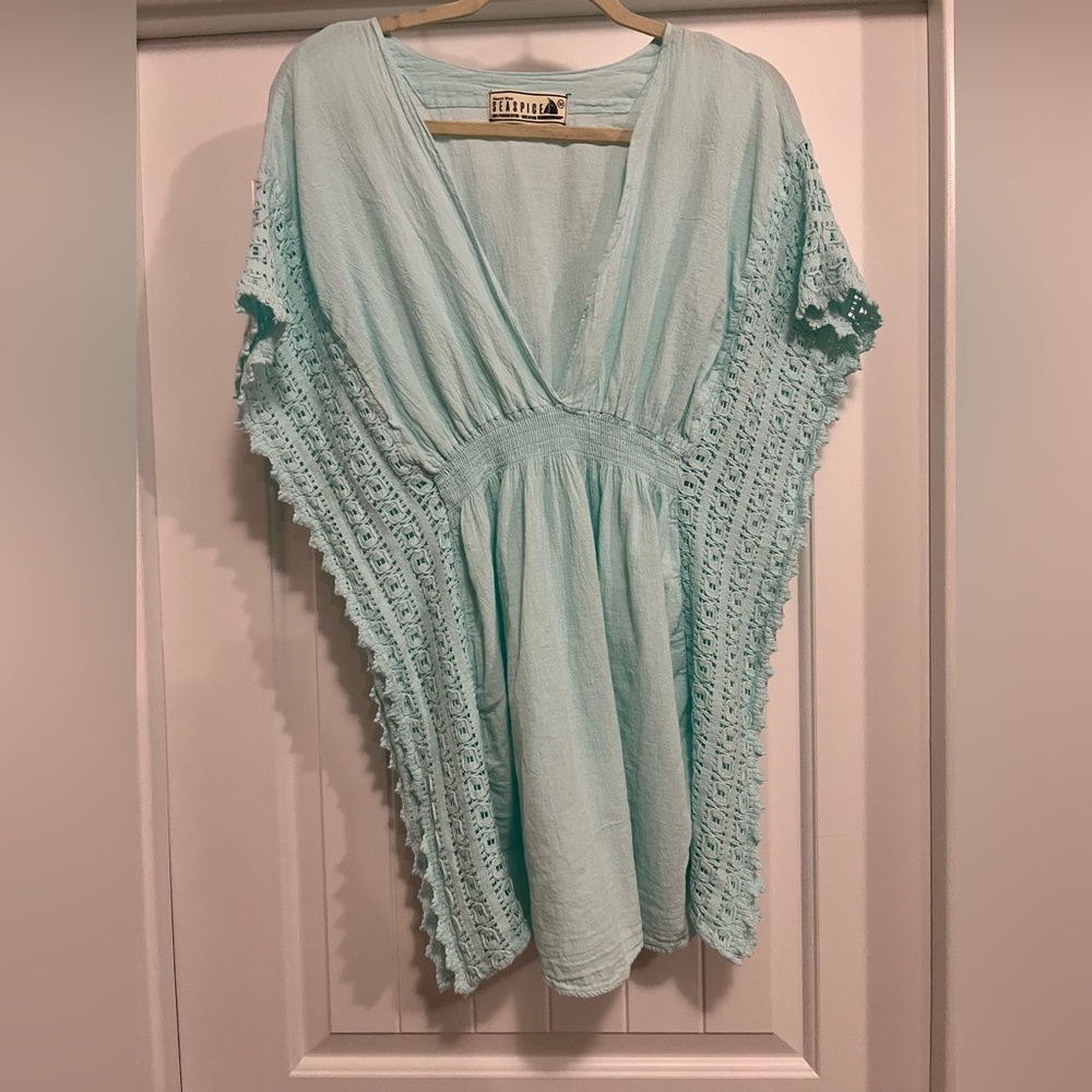SeaSpice Resort Wear “Isla” Cover Cotton Mini Dress EUC – Baby Turquoise Cruise - Picture 3 of 9